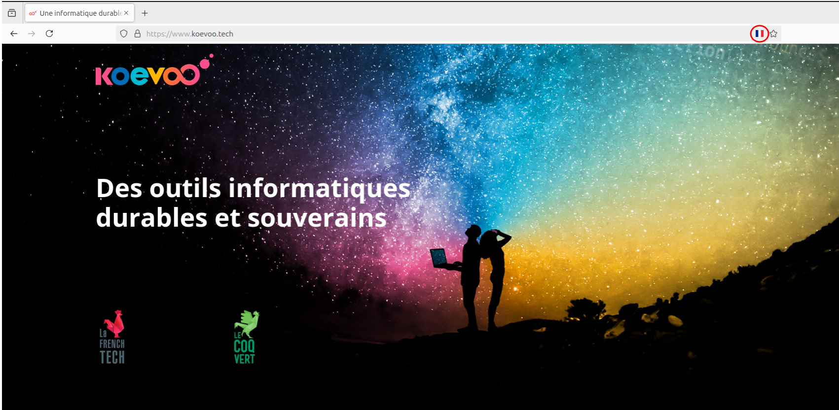 Flagfox fait apparaitre le drapeau français à côté de l'URL du site web de Koevoo